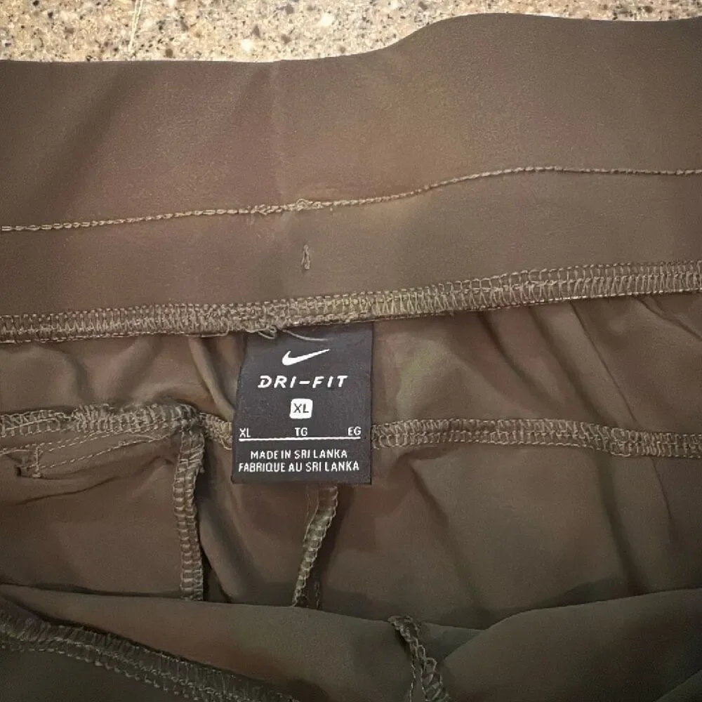 NIKE Bliss Luxe Training Pants 7/8 Army Green Dri-Fit Drawstring XL